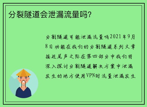 分裂隧道会泄漏流量吗？