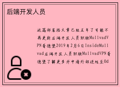 后端开发人员 